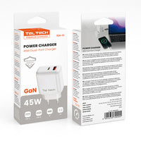 Teltech GaN Netzladegerät USB-C 45W PD PPS Weiß