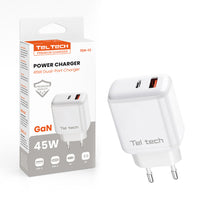 Teltech GaN Netzladegerät USB-C 45W PD PPS Weiß