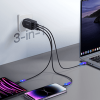 Joyroom TCG01 65W GaN Ladegerät 2×USB-C + USB-A + 100W Kabel Schwarz - MIZO.at
