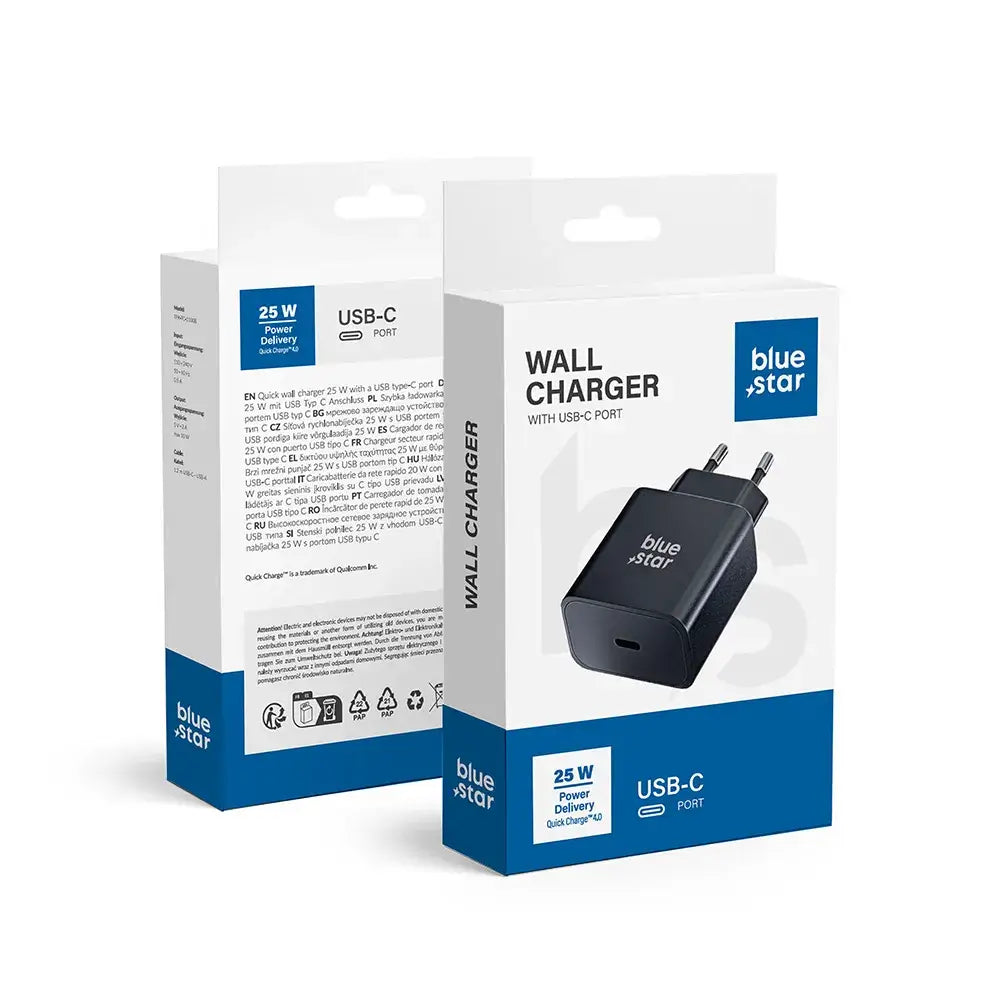 Blue Star USB-C Netzteil 25W QC 4.0 PD 3A Schwarz - MIZO.at