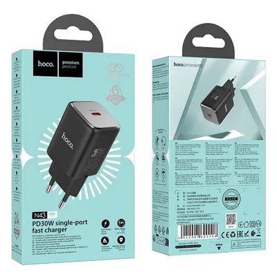 30W GaN HOCO Charger | Type C PD QC Starlight Black - MIZO.at