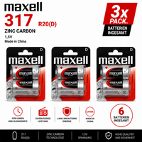 Maxell D R20 Zink-Kohle Batterie 1,5V 3x 2er Pack