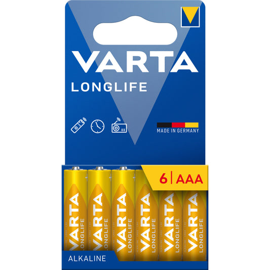 VARTA Longlife AAA LR03 1,5V Alkaline-Batterien – 6er Pack