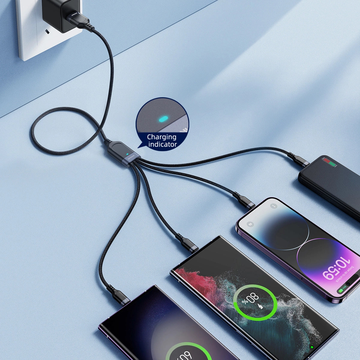 USB Type-C 2x Lightning & Micro USB Cable | 3.5A, 1.2m, Black - MIZO.at