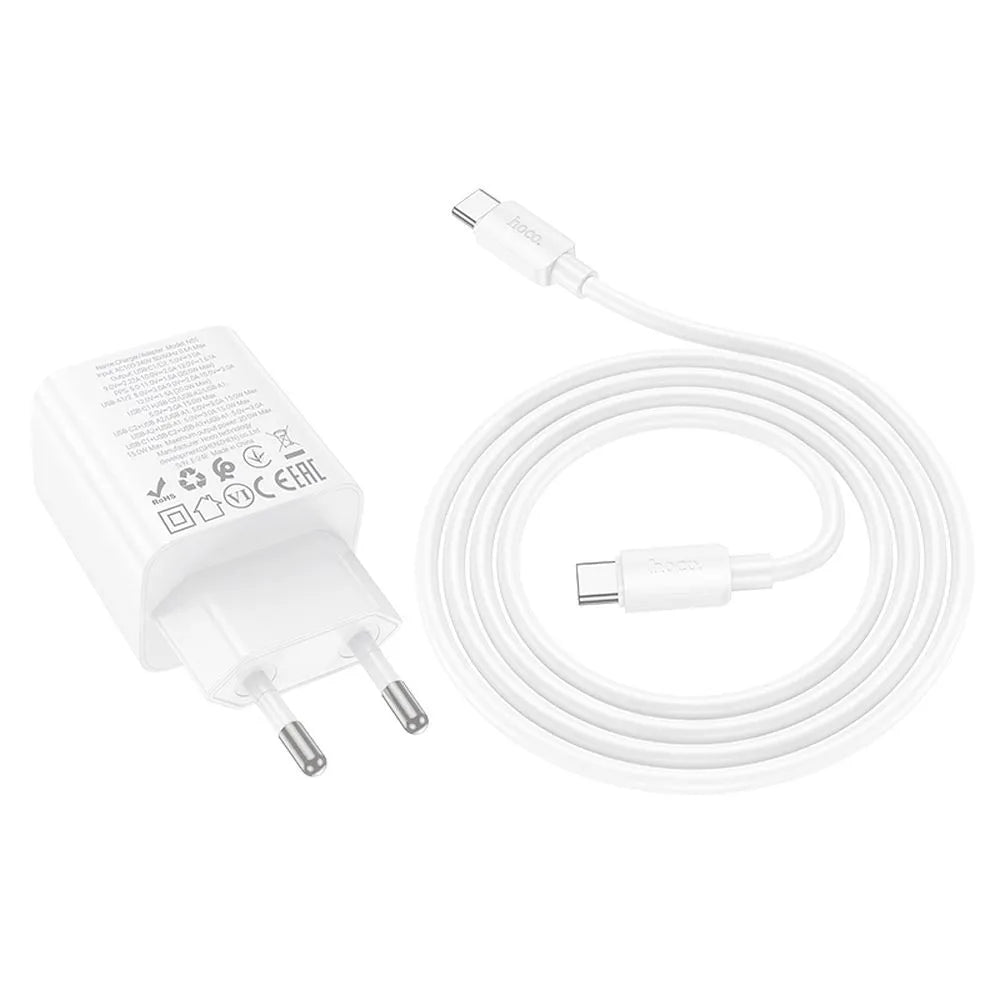 Hoco N55 20W Ladegerät 2×USB-C + 2×USB-A + USB-C/USB-C Kabel Weiß - MIZO.at