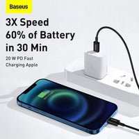 iPhone Ladekabel USB C auf Lightning 20W Schnellladen 1 m Baseus Schwarz