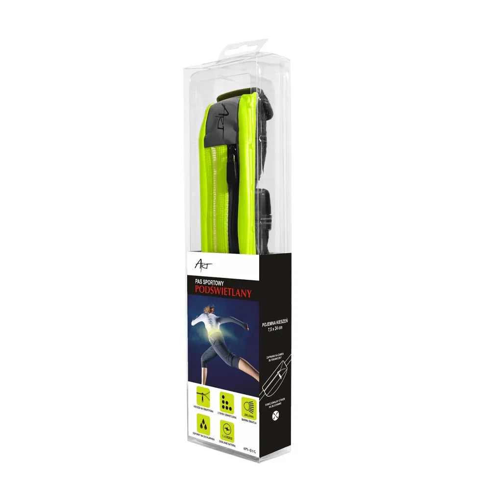 Art APS-01G Sport Belt mit Tasche und Licht Grün