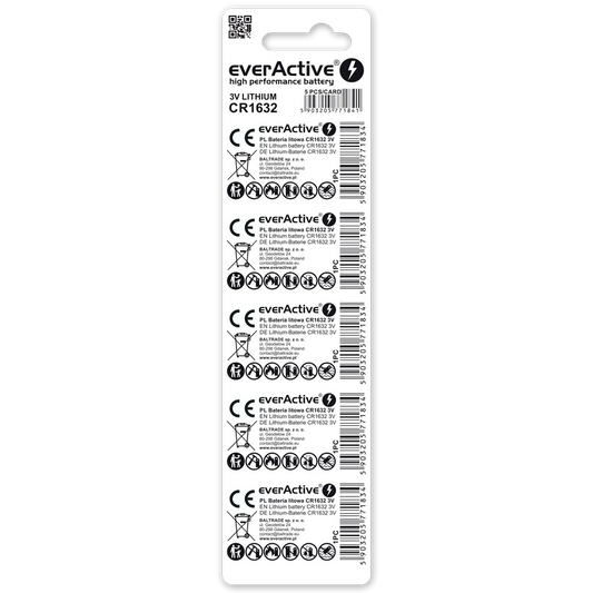 everActive CR1632 Lithium Batterien 5er Pack – 3,0V Knopfzellen