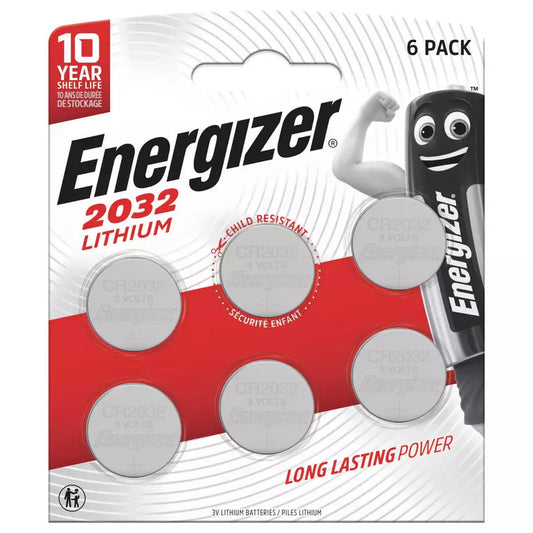 6er Pack Energizer CR2032 Lithium Knopfzellen 3 V