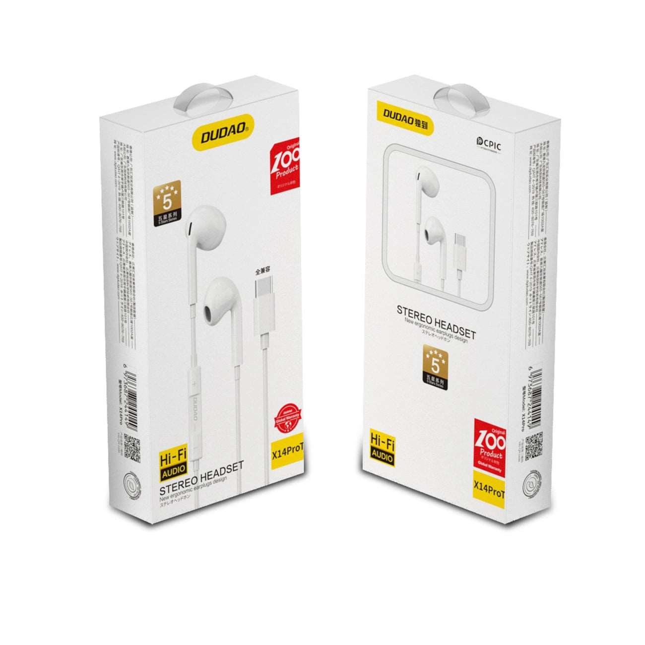 Dudao X14Pro T USB-C Earphones | White In-Ear Headphones - MIZO.at