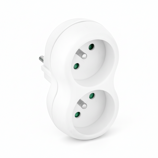 Steckdosenverteiler 2-fach Schuko Adapter Doppelstecker vertikal - MIZO.at