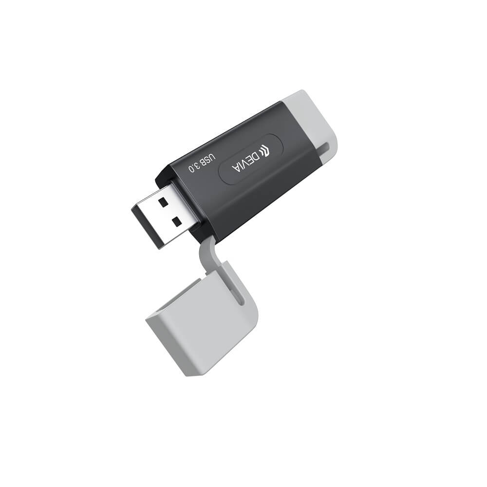 Devia EL240 2-in-1 Card Reader USB/USB-C 3.0 – Black - MIZO.at