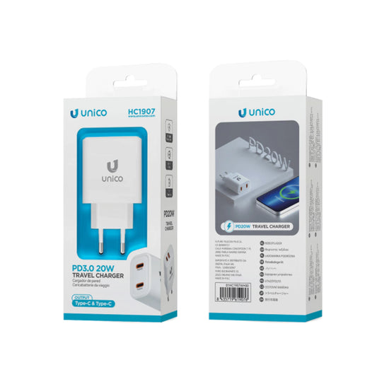 HC1907 Dual USB-C PD 20W Schnellladegerät Weiß