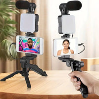 AY49 Vlogging Kit Stativ-Mikrofon-LED – Mobil Schwarz - MIZO.at