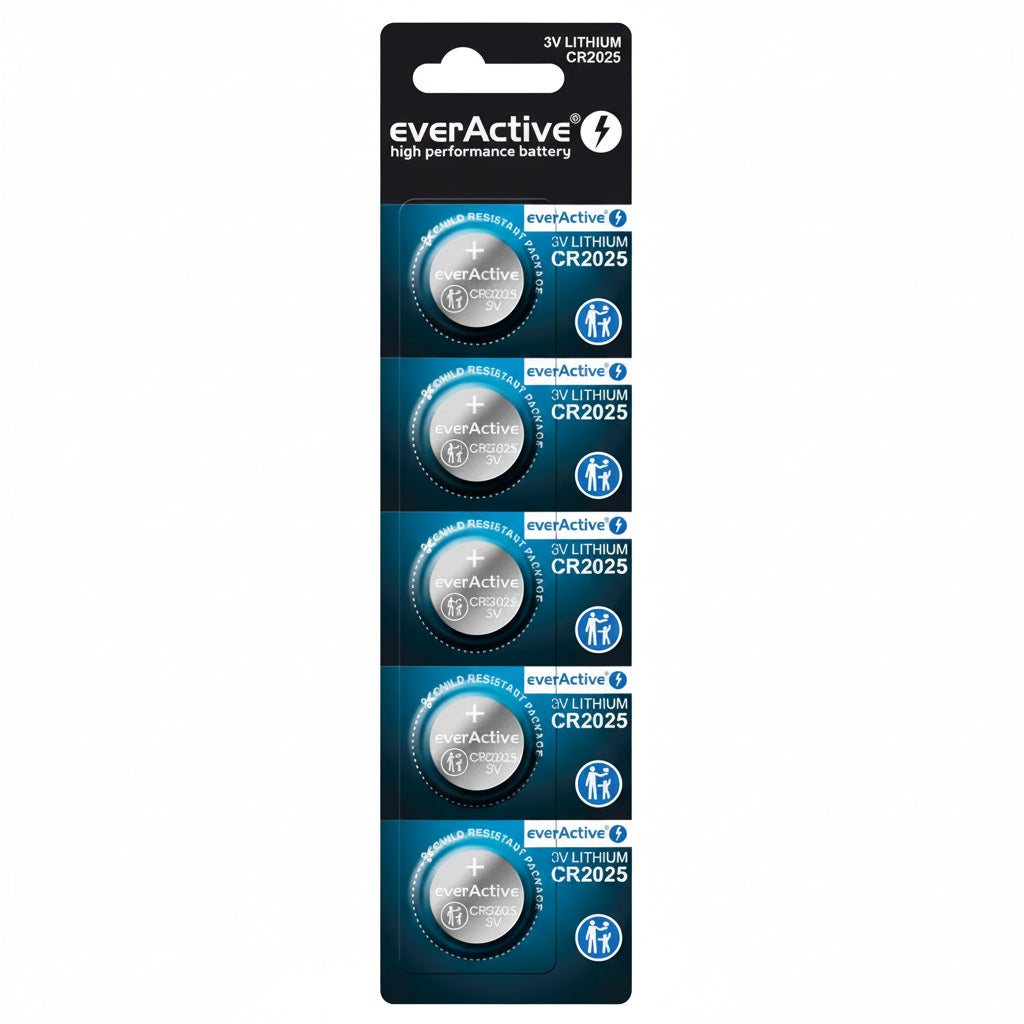 everActive CR2025 Lithium Batterien 5er Pack – 3,0V Knopfzellen