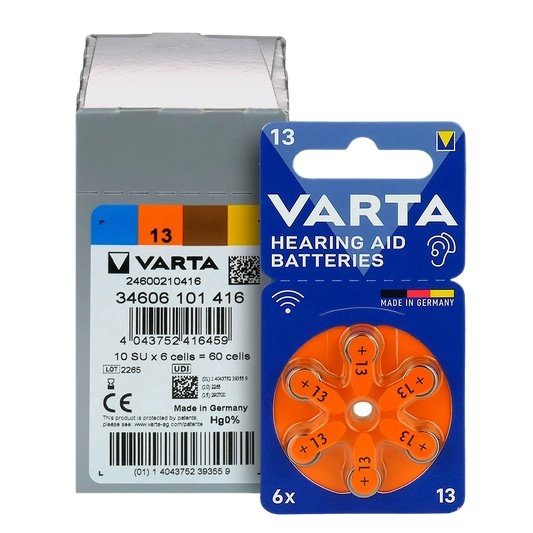 6er Pack Varta 13 Hörgerätebatterien PR48 – 1,45 V Zinc-Air - MIZO.at