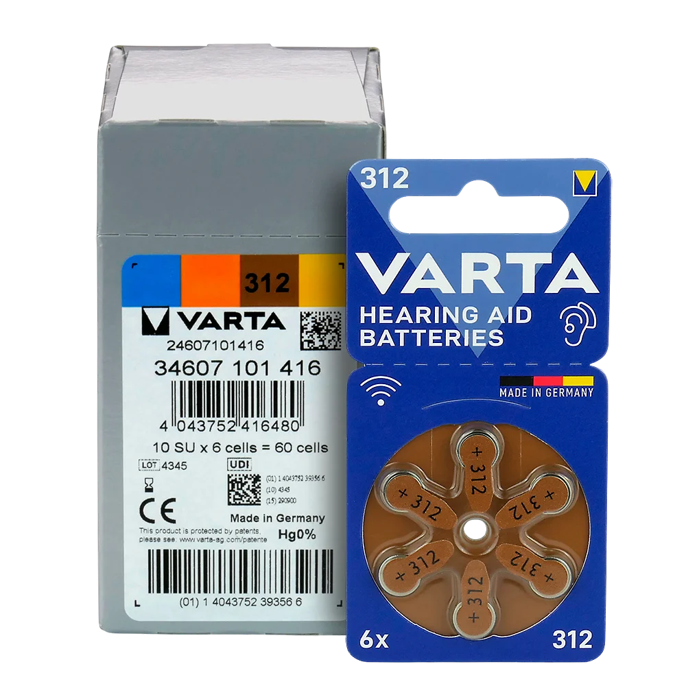 6er Pack Varta Hörgerätebatterien 312 PR41 1,45 V - MIZO.at