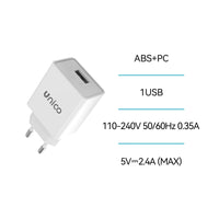 HC1640 USB Ladegerät 2.4A 12W Netzteil Weiß