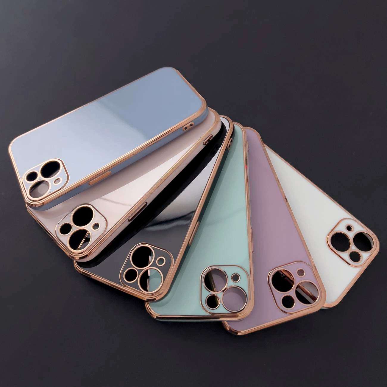 Blue iPhone 13 Pro Lighting Case | Gold Frame Gel Cover - MIZO.at