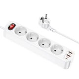 Hoco Steckerleiste 1,8m 4 Steckdosen 2x USB-A USB-C QC PD Weiß - MIZO.at