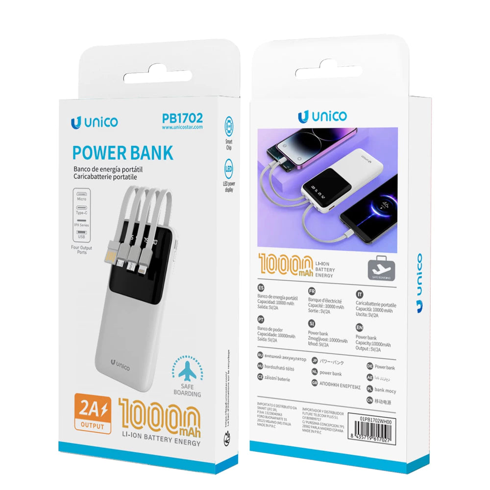PB1702W Powerbank 10.000 mAh mit Display – Weiß - MIZO.at