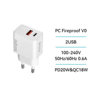 HC2343 Dual USB-A & USB-C PD 20W GaN Ladegerät Weiß