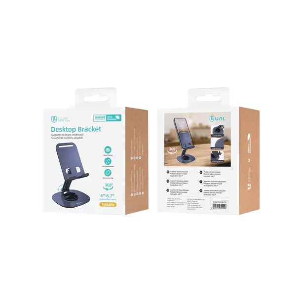 Unico BR1499 Metall-Handyhalter Faltbar – 360° Drehung Silber - MIZO.at