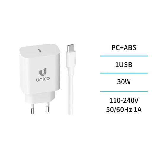 HC4731 USB-C PD 30W Ladegerät mit Kabel 1m Weiß