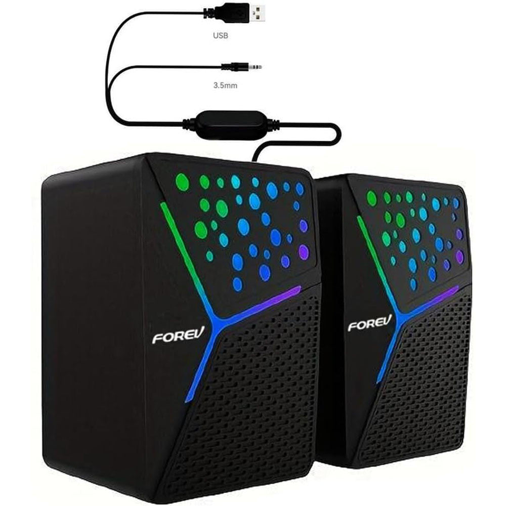 Forev PC Lautsprecher Stereo RGB Beleuchtet Schwarz FV206 - MIZO.at