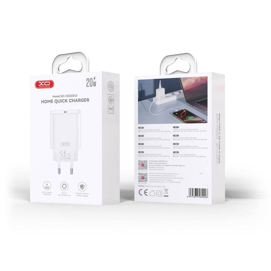 XO CE32 USB-C Wall Charger 20W | Fast PD Charging White - MIZO.at