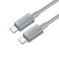 HOCO X107 USB-C zu USB-C Kabel 60W – 1m Geflochtenes Fast Charging Kabel Grau - MIZO.at