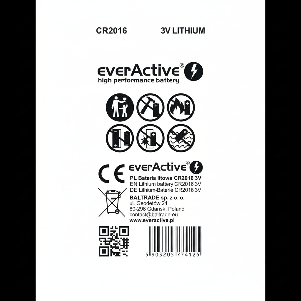 everActive CR2016 Lithium Knopfzellen 2er Pack - MIZO.at