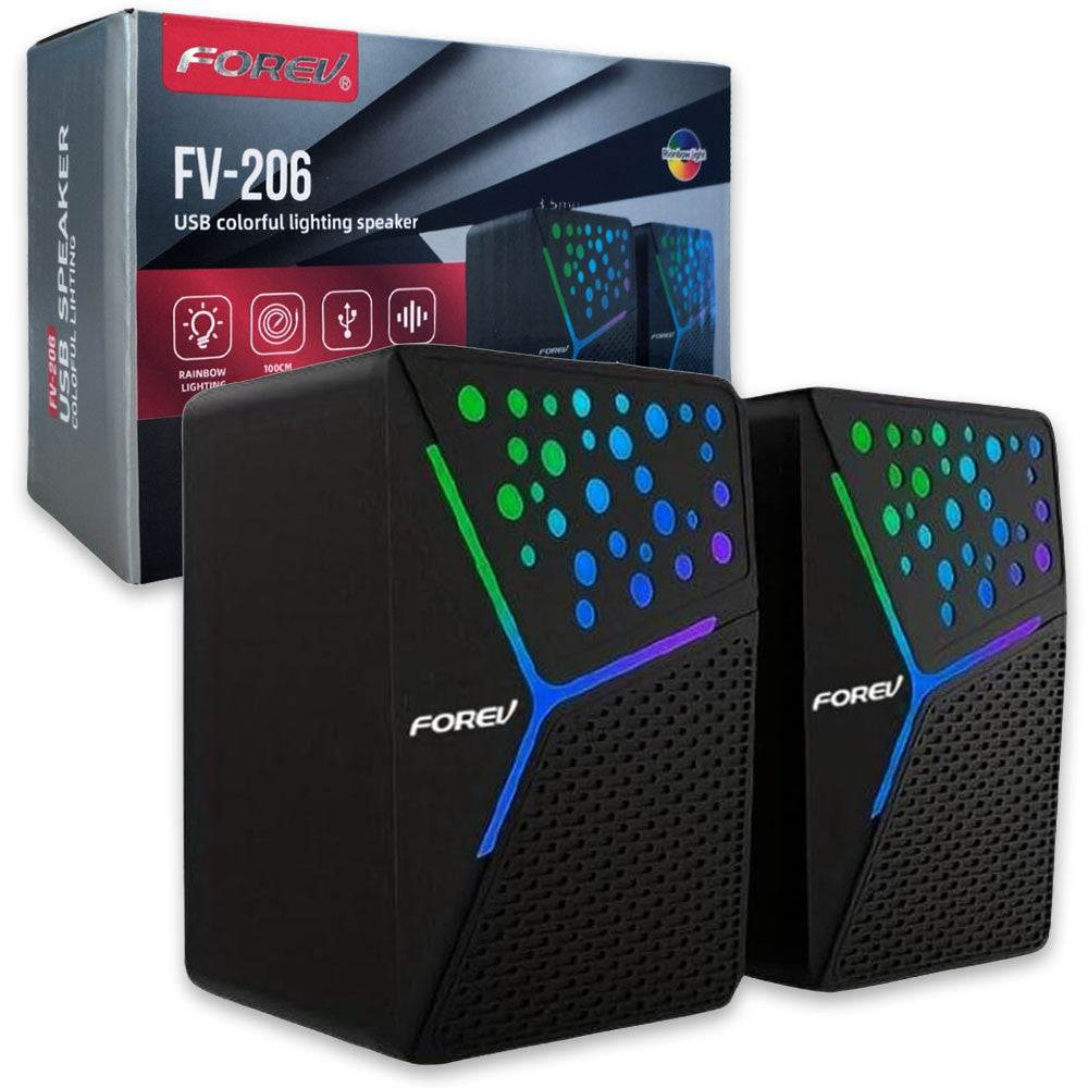 Forev PC Lautsprecher Stereo RGB Beleuchtet Schwarz FV206 - MIZO.at