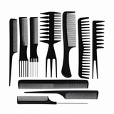 Friseurkamm-Set 10-teilig mit Etui – Haarschneide- und Stylingkämme