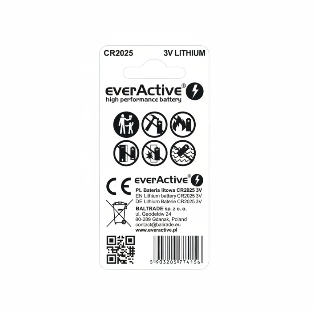 everActive CR2025 Lithium Knopfzellen 2er Pack - MIZO.at