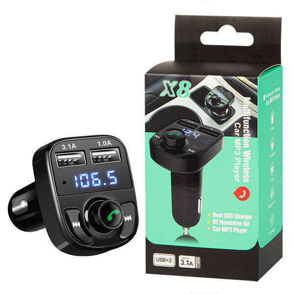 Ecobox FM Transmitter Bluetooth USB Ladegerät Auto Set X8 - MIZO.at