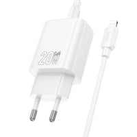 Hoco N61 20W Ladegerät USB-A + USB-C + USB-C/Lightning Kabel Weiß