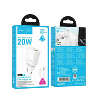 Hoco N61 20W Ladegerät USB-A + USB-C + USB-C/Lightning Kabel Weiß