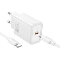 Hoco N60 USB-C QC PD 20W Ladegerät + USB-C auf Lightning Kabel Weiß