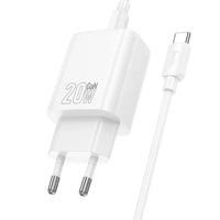 Hoco N60 USB-C QC PD 20W Ladegerät + USB-C auf Lightning Kabel Weiß