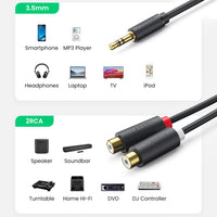 UGREEN RCA Audio Adapter | 0.25M Female Cable Gray - MIZO.at