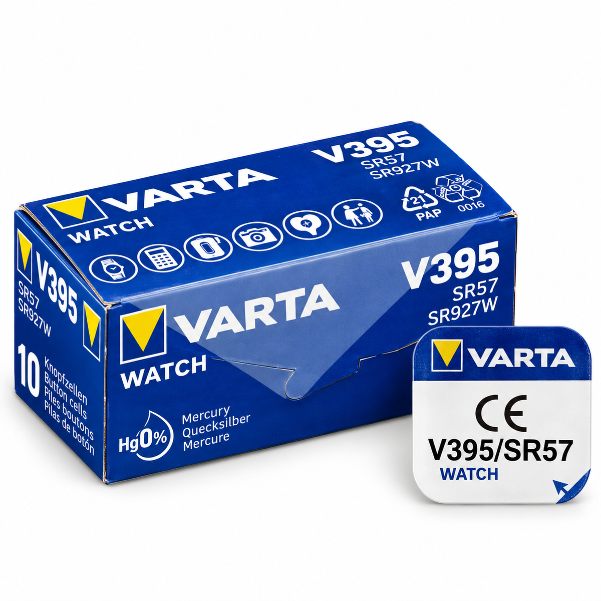 VARTA 395 SR927SW 1,55V Silberoxid Knopfzellen – 3er Pack