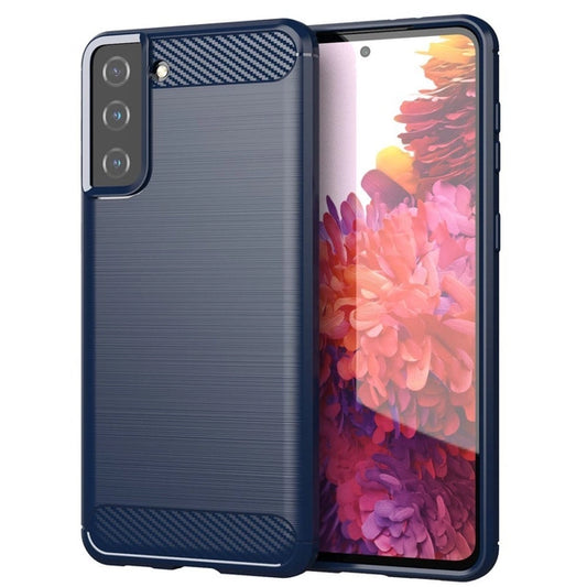 Samsung S21 5G Carbon Case | Flexible TPU Cover Blue - MIZO.at
