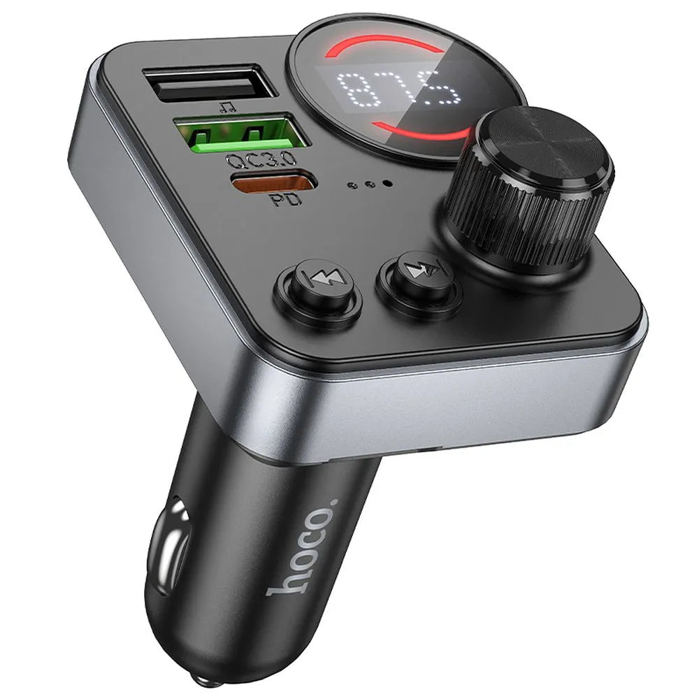 Hoco E86 Bluetooth FM Transmitter 48W mit USB-C & USB-A Schwarz - MIZO.at