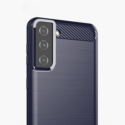 Samsung S21 5G Carbon Case | Flexible TPU Cover Blue - MIZO.at