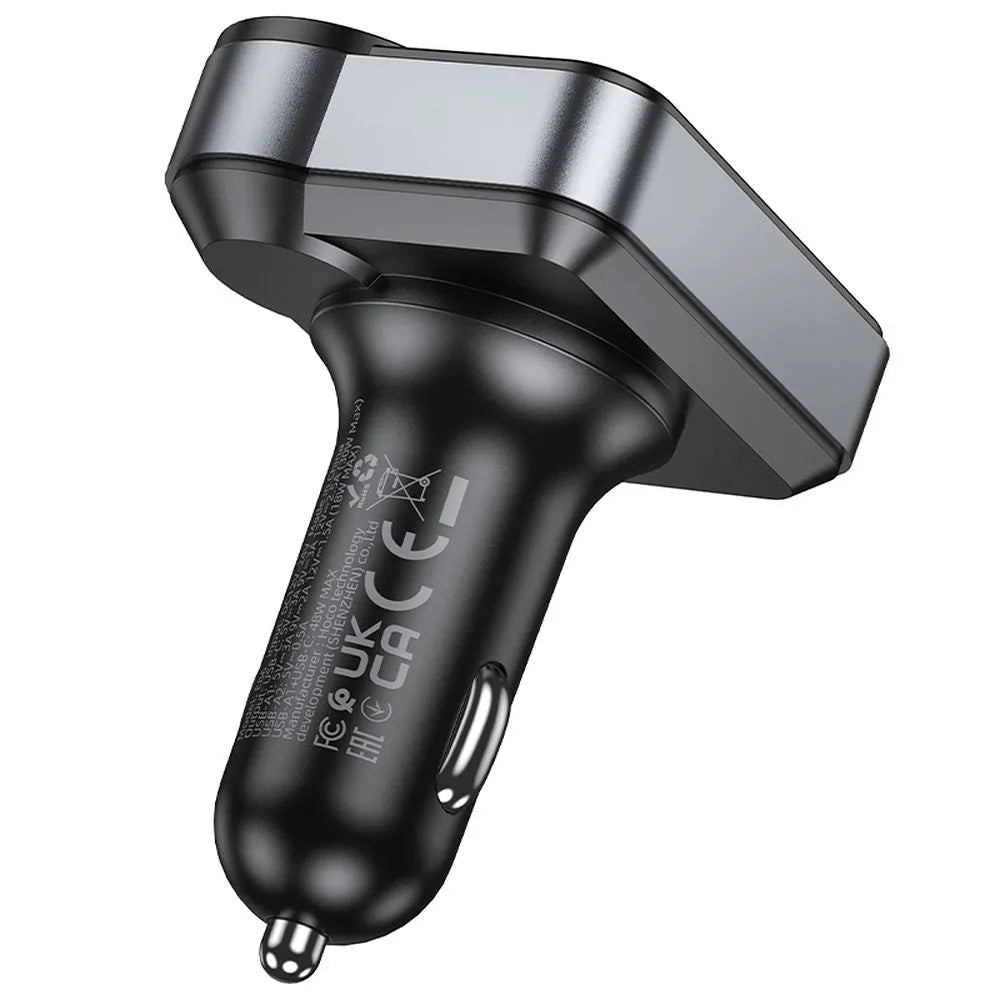 Hoco E86 Bluetooth FM Transmitter 48W mit USB-C & USB-A Schwarz - MIZO.at