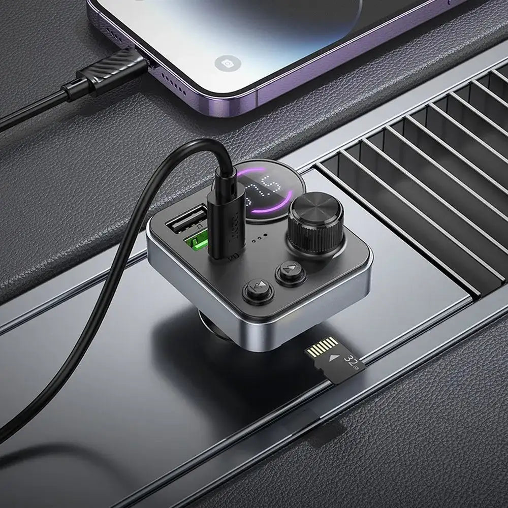 Hoco E86 Bluetooth FM Transmitter 48W mit USB-C & USB-A Schwarz - MIZO.at