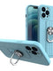 iPhone 13 Pro Ring Silicone Case | Light Blue with Finger Grip & Stand - MIZO.at