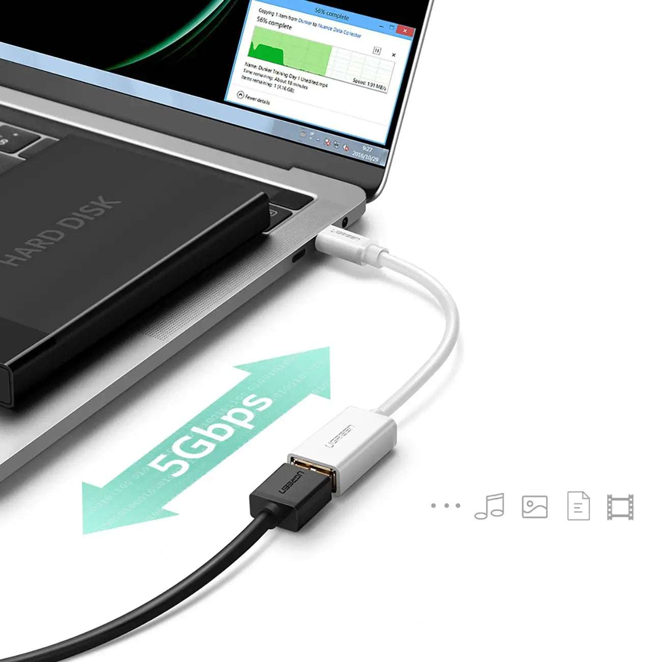 Ugreen US154 USB-A to USB-C OTG Adapter | 5Gbps, White - MIZO.at