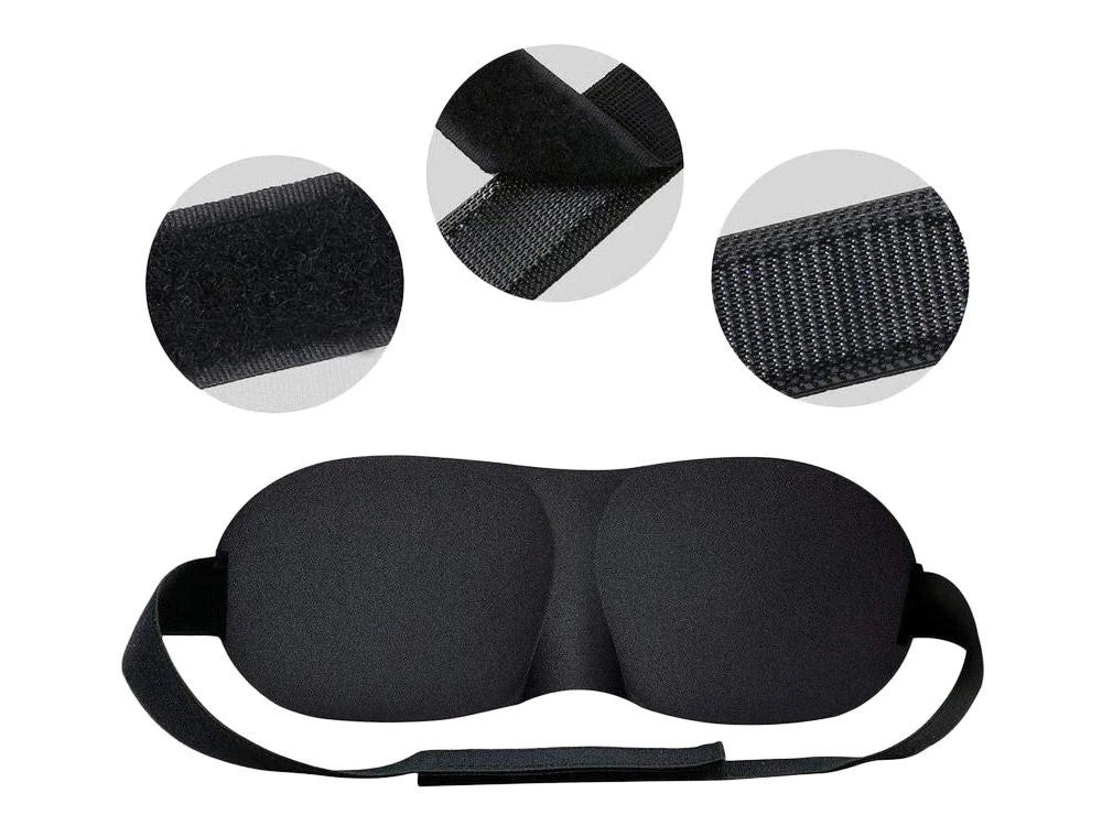 3D Sleep Mask Black – Adjustable Eye Mask with Comfort Padding
